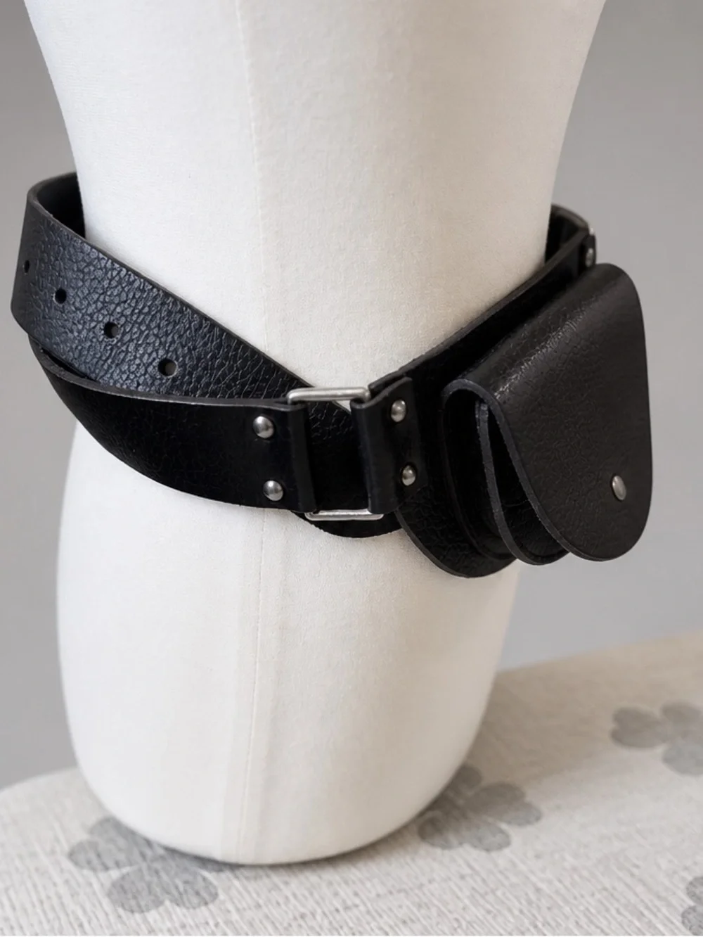 Genuine Leather Belt Bag Waist Pouch Black Utility Belt‎ Festival Goth Boho